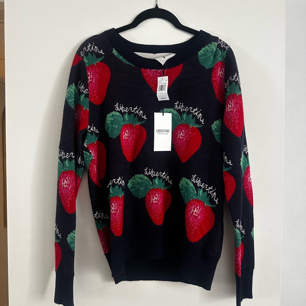 Libertine Black Strawberry-Print Crewneck Sweater